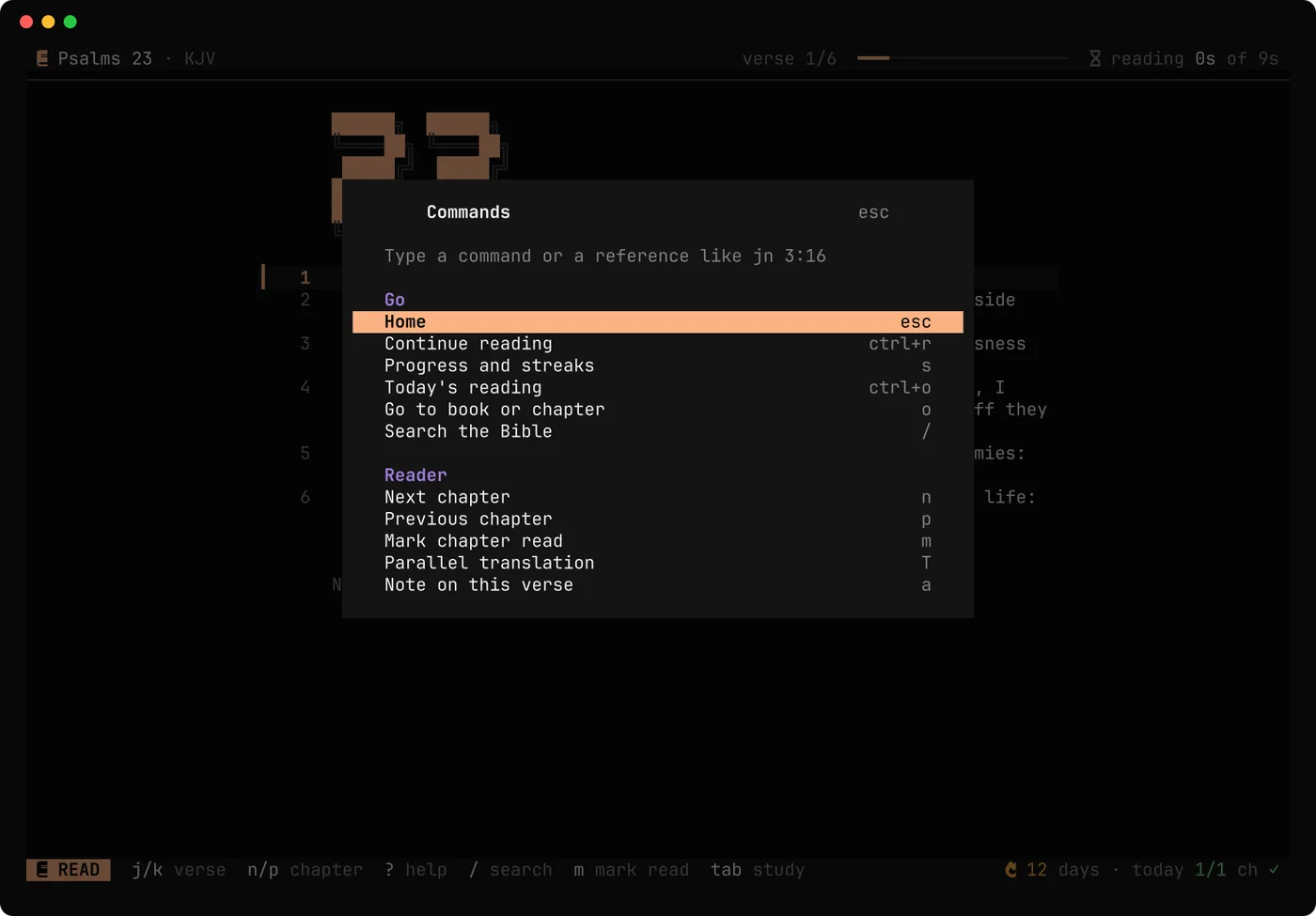 The command palette