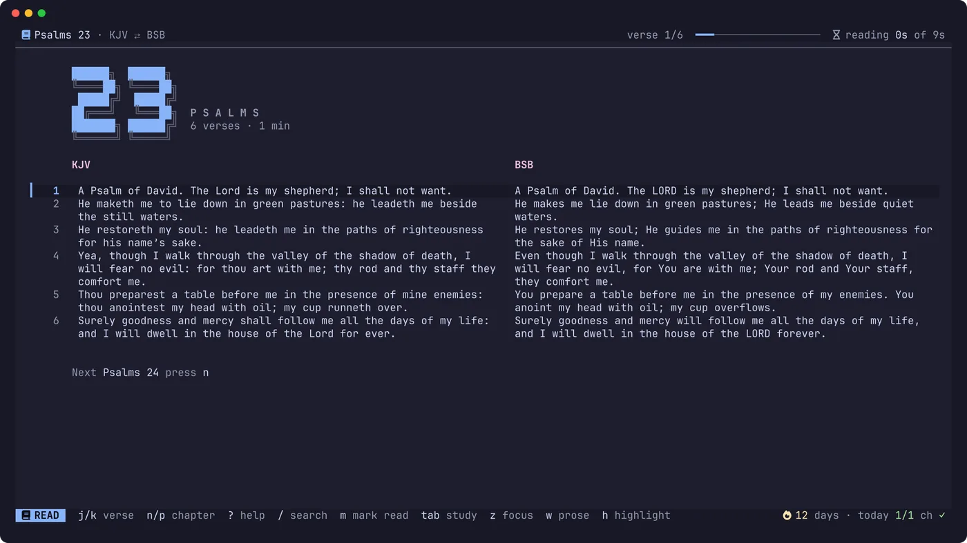 Psalm 23 in two translations side by side
